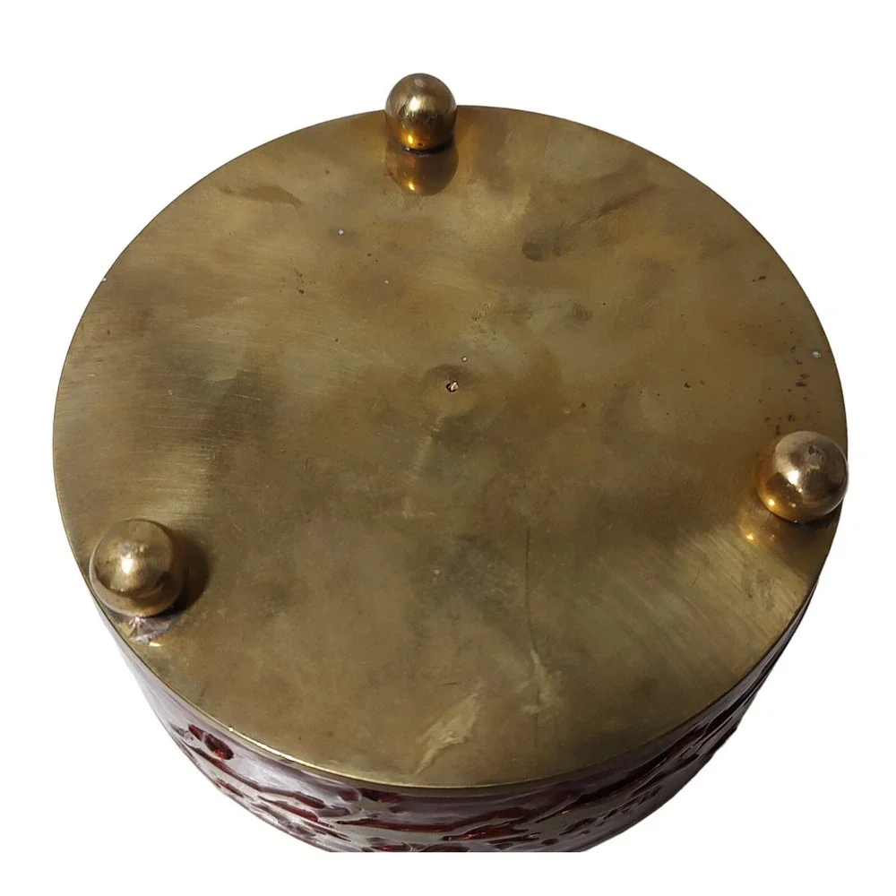 Pier One Christmas Brass Red Wine Bottle Stand Large Candle Holder Holiday‎ SEE
